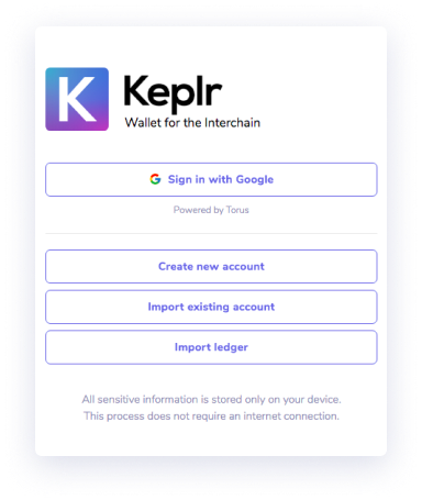 Create or sign in to Keplr Wallet