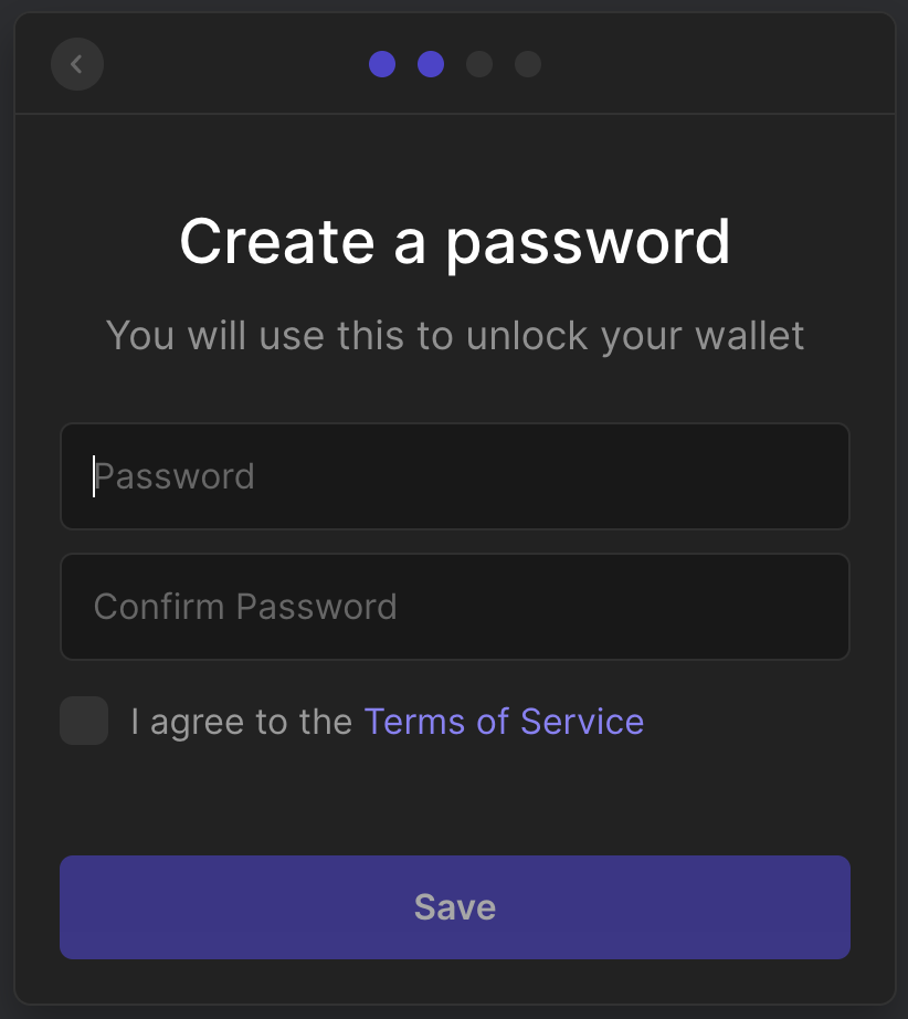 Create a password for Phantom Wallet