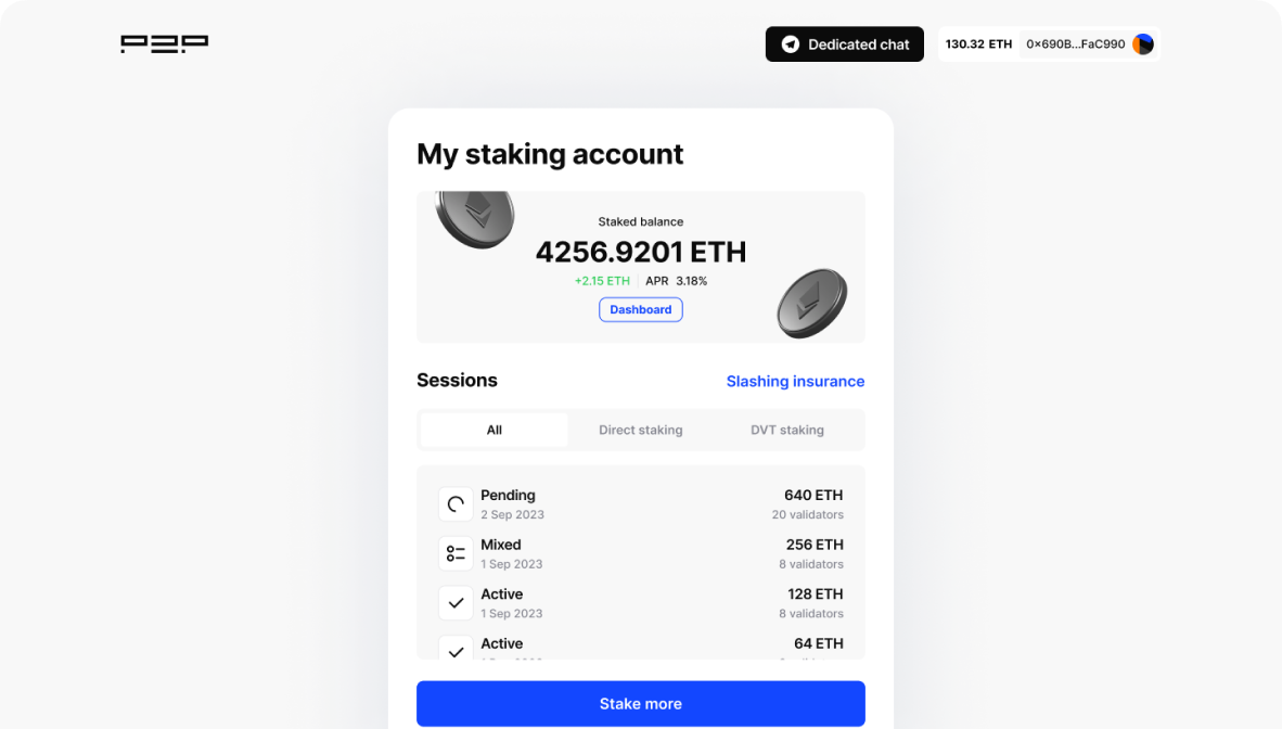 Stake ETH page